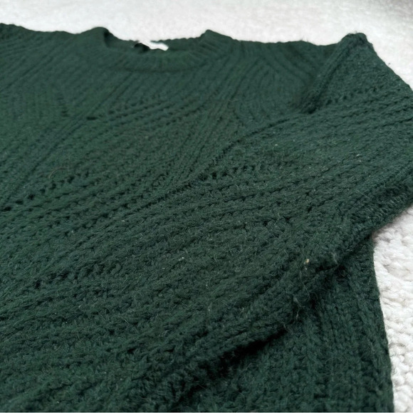 Madewell Charley Pullover Sweater Hunter Green Cable Knit Alpaca Blend Sz Small - Picture 7 of 12
